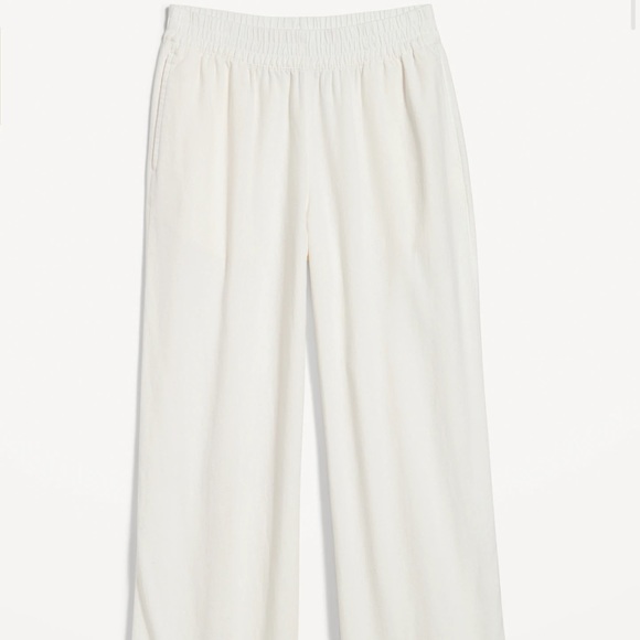 NWT OLD NAVY High-Waisted Linen-Blend Wide-Leg Pants Color: White Lili… - Picture 4 of 7